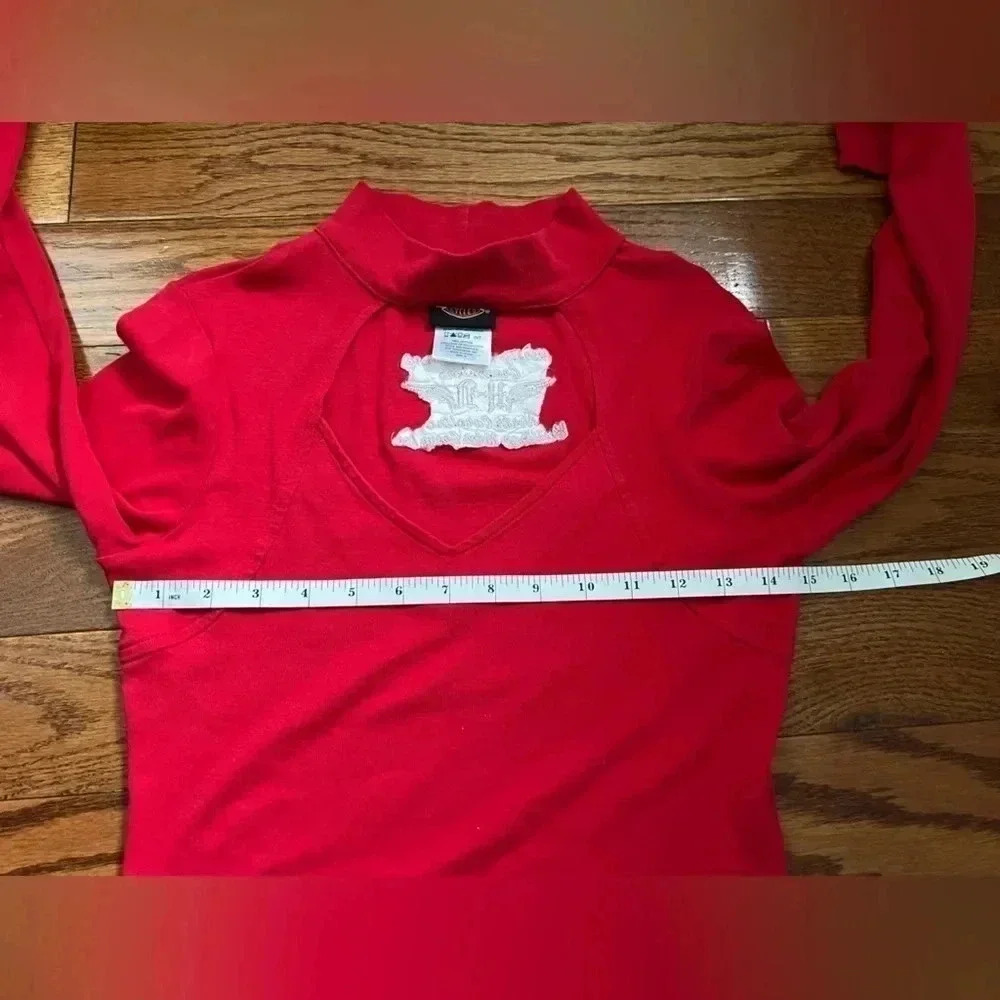 Women’s Vintage Harley Davidson Cut Out Long Sleeve Red Sz S - Picture 10 of 10